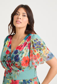 Victoria Angel Sleeve Mesh Midi Curve+ Dress