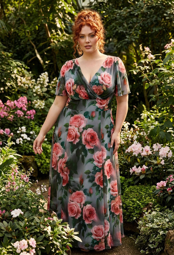 Isabelle Curve+ Float Sleeve Maxi Dress