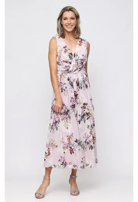Sleeveless Floral Mesh Dress