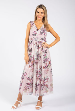 Sleeveless Floral Mesh Dress