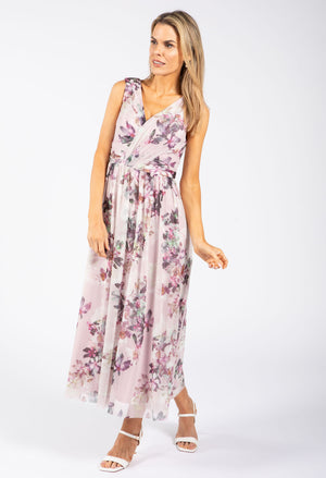Sleeveless Floral Mesh Dress