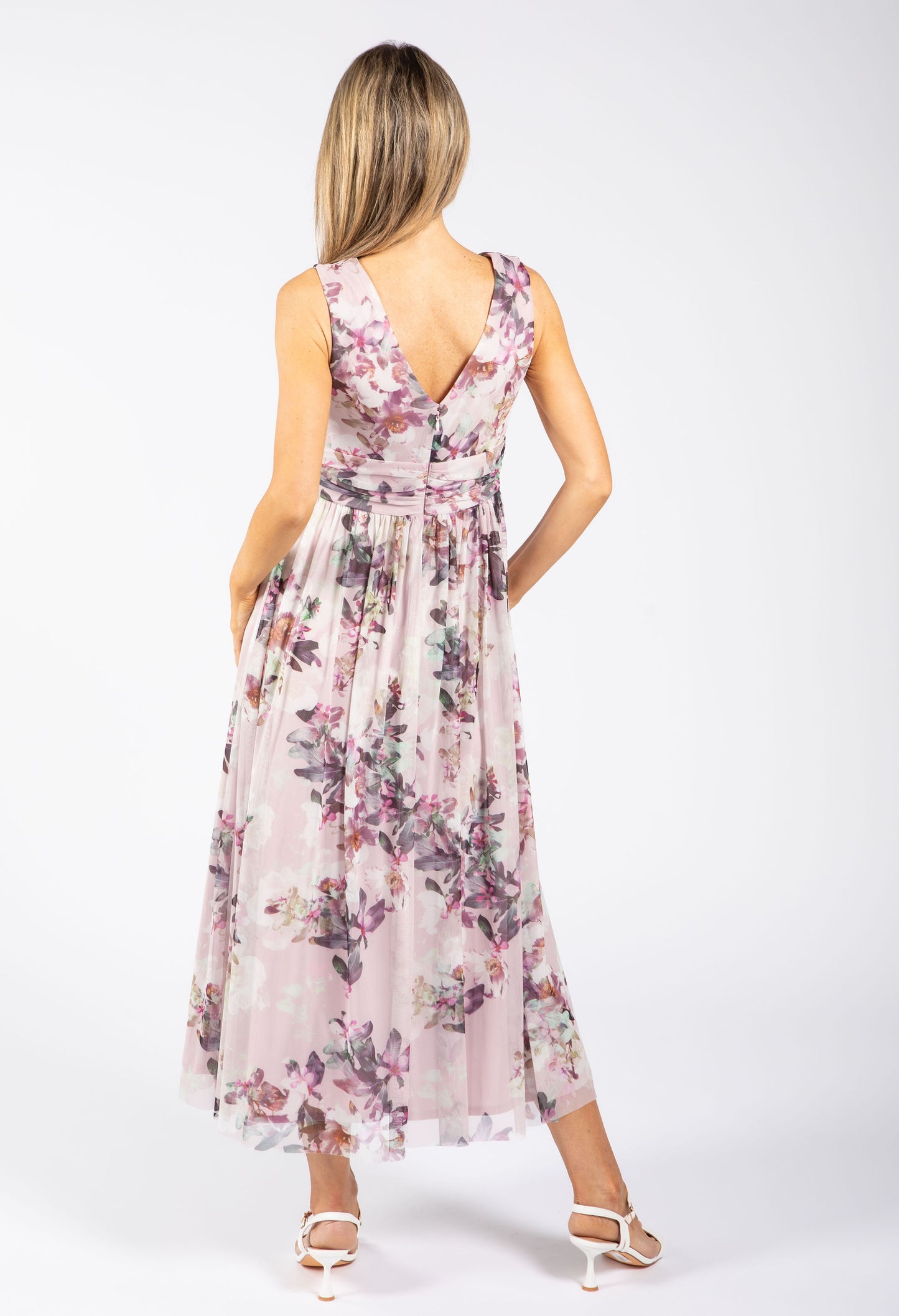 Sleeveless Floral Mesh Dress