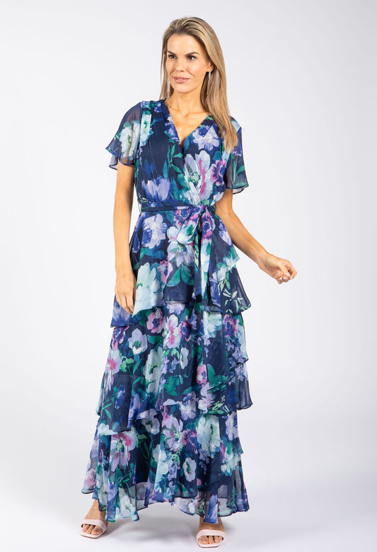 Floral Chiffon Wrap Dress
