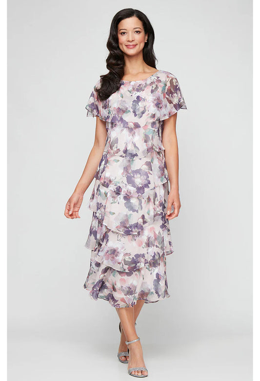 Floral Chiffon Midi Dress