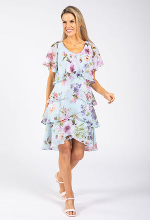 Floral Print Chiffon Short Dress