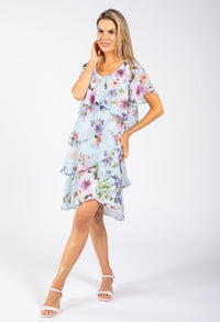 Floral Print Chiffon Short Dress
