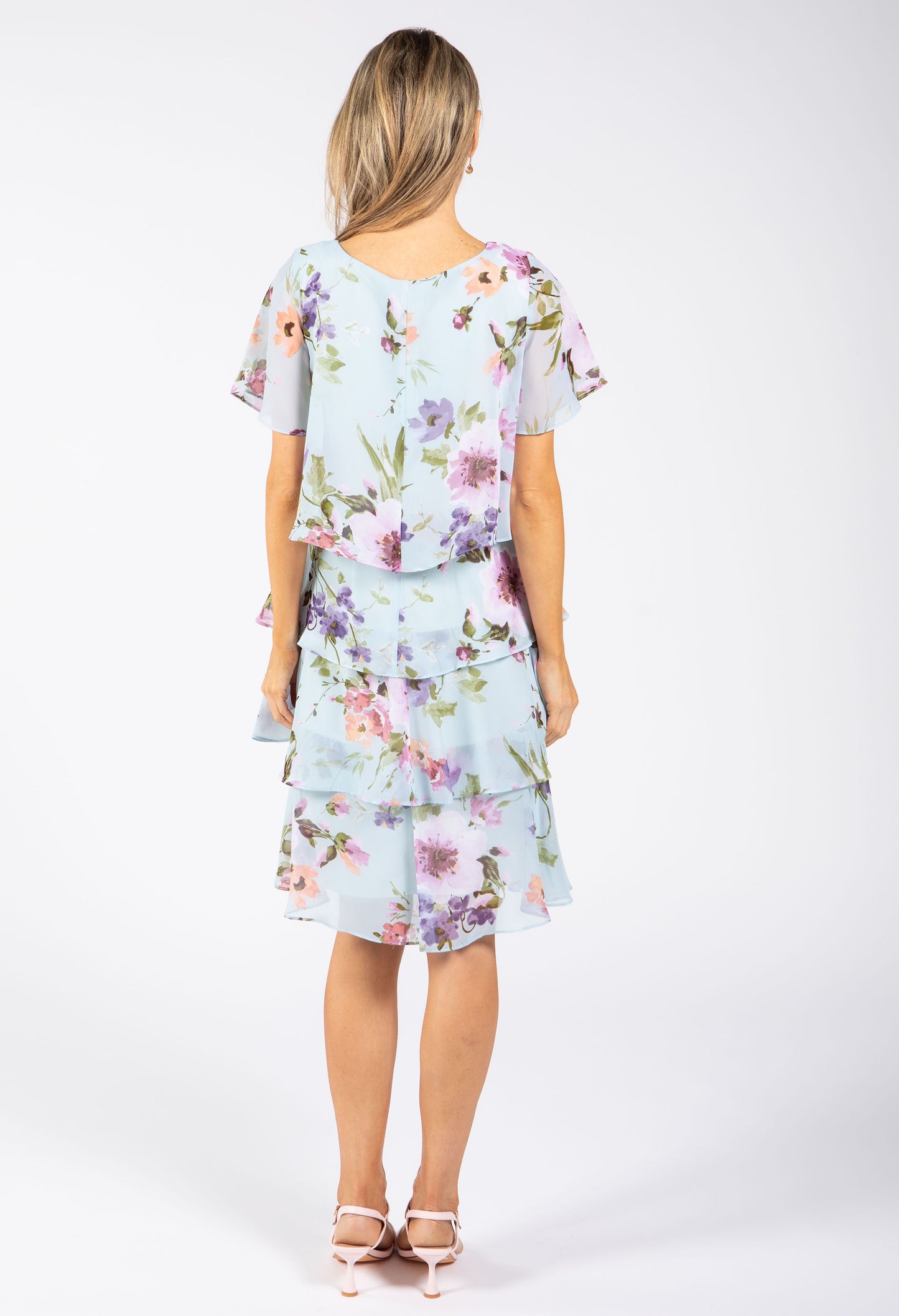 Floral Print Chiffon Short Dress