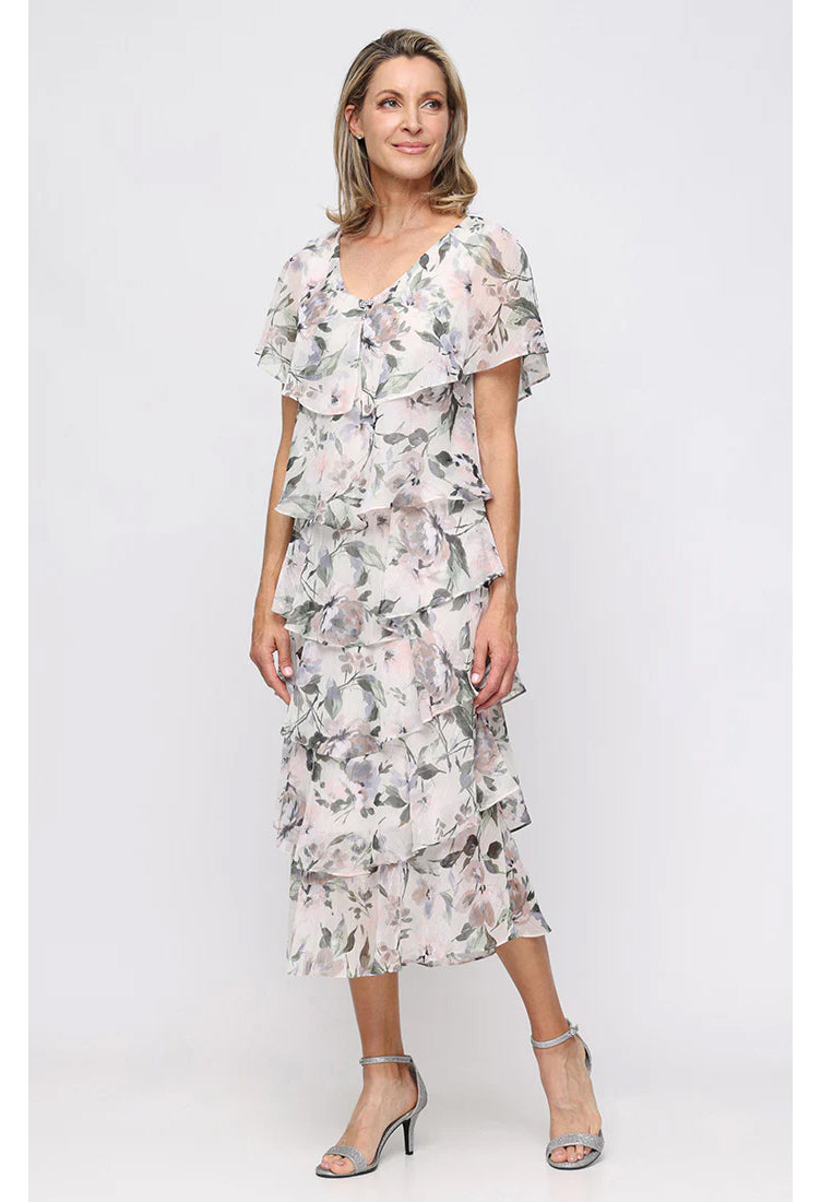 Floral Chiffon Midi Dress