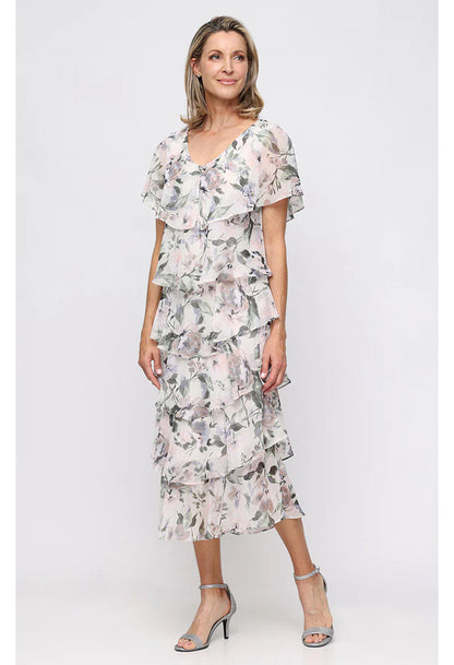 Floral Chiffon Midi Dress