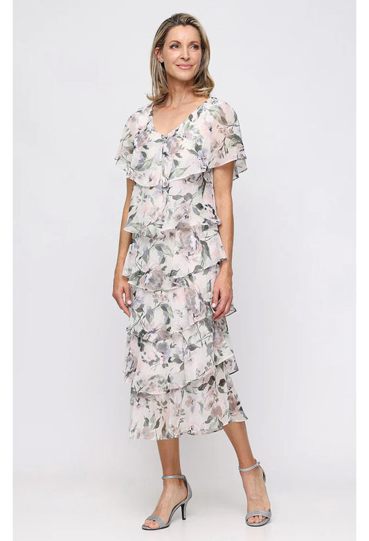 Floral Chiffon Midi Dress