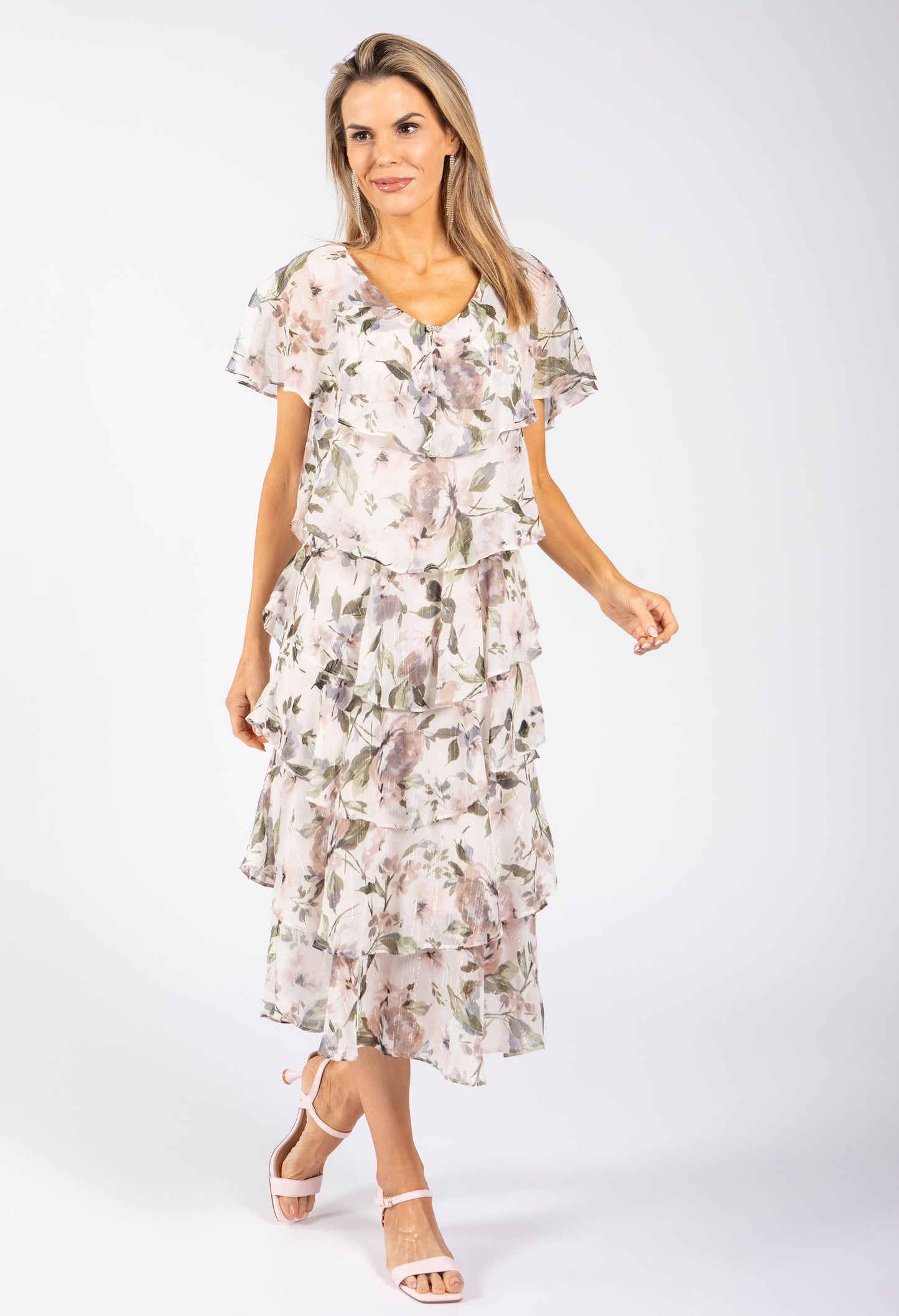 Floral Chiffon Midi Dress
