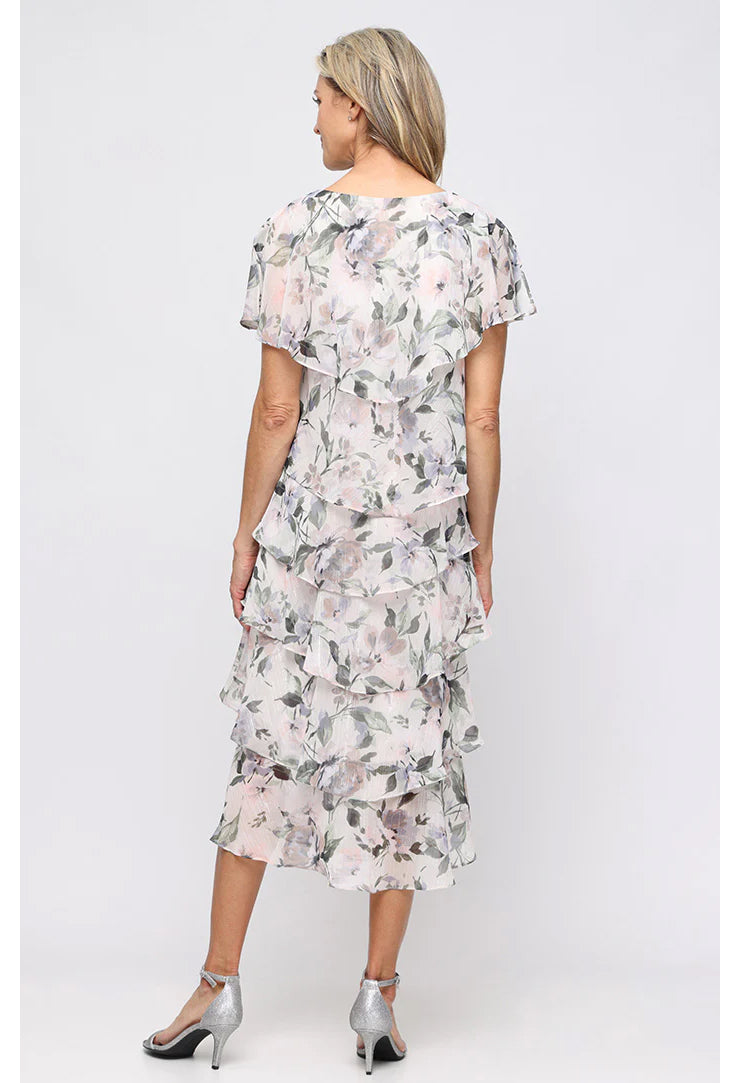 Floral Chiffon Midi Dress
