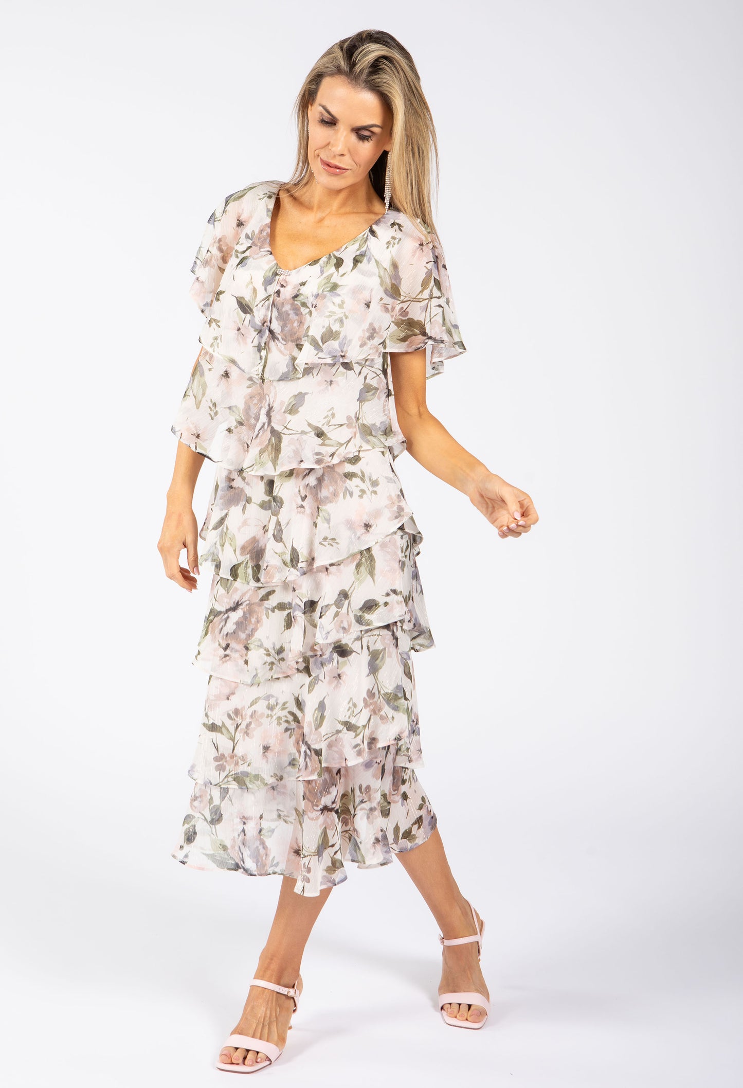 Floral Chiffon Midi Dress