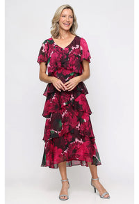 Floral Chiffon Midi Dress