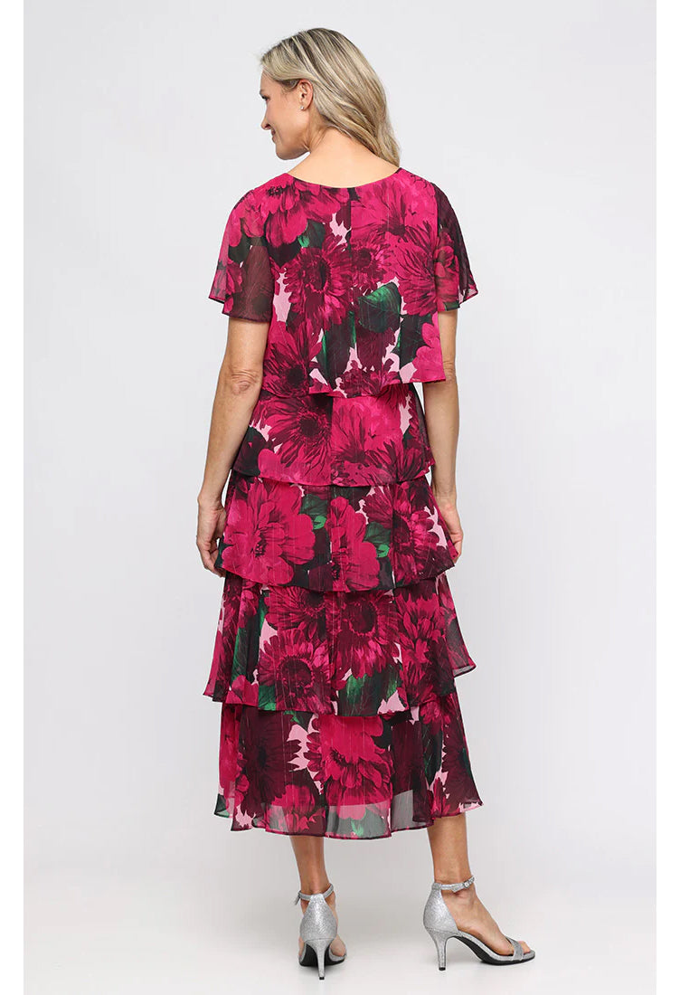 Floral Chiffon Midi Dress