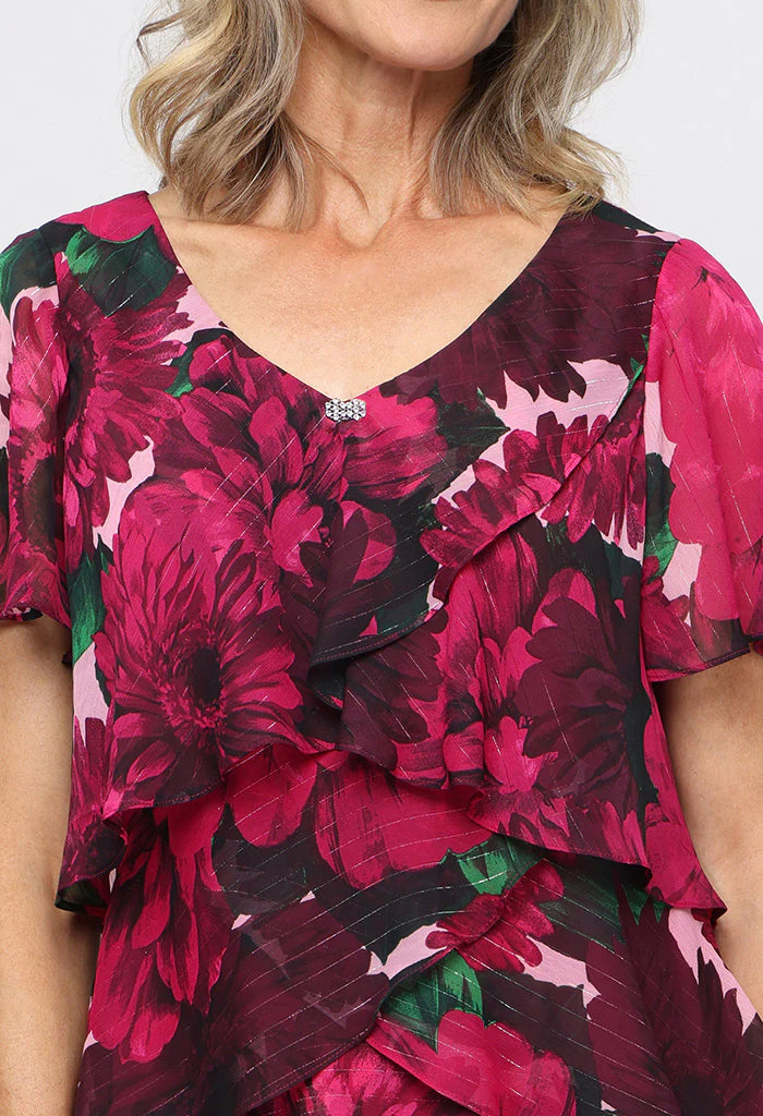 Floral Chiffon Midi Dress