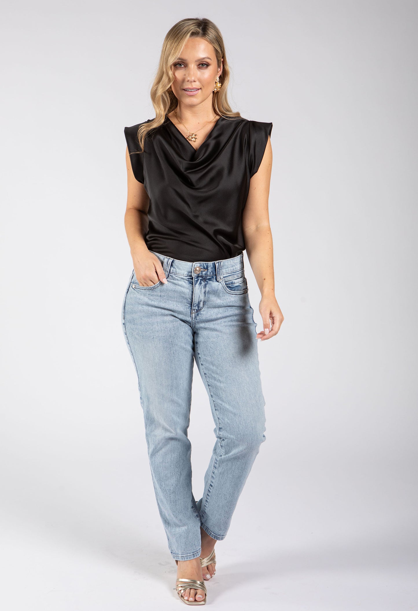 Cowl Neck Satin Blouse