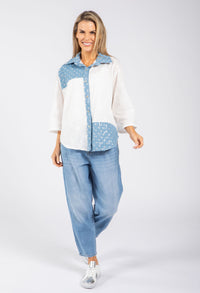 Denim Detail Floral Shirt