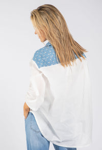 Denim Detail Floral Shirt