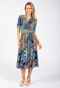 Palm Print Wrap Dress