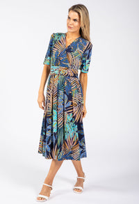 Palm Print Wrap Dress