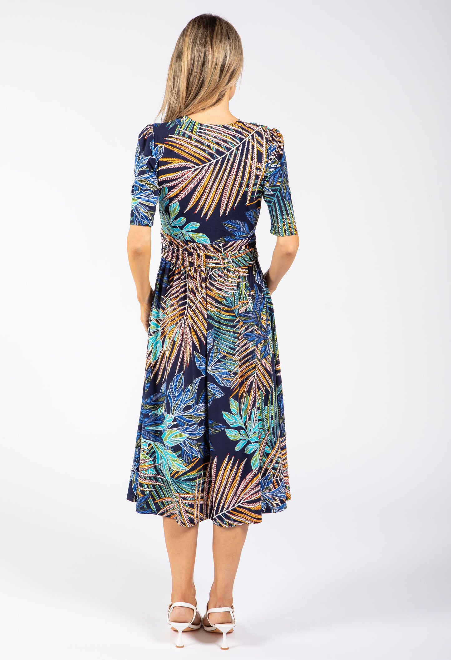Palm Print Wrap Dress
