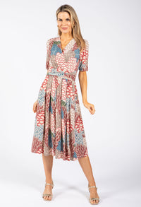 Peacock Print Wrap Dress