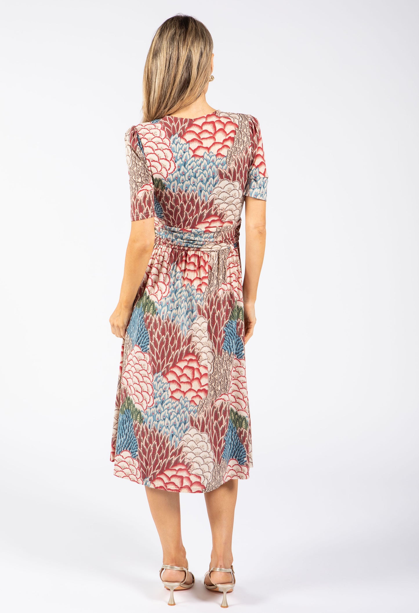 Peacock Print Wrap Dress
