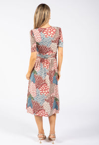 Peacock Print Wrap Dress