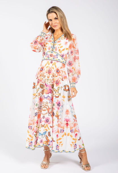 Butterfly Print Midi Dress
