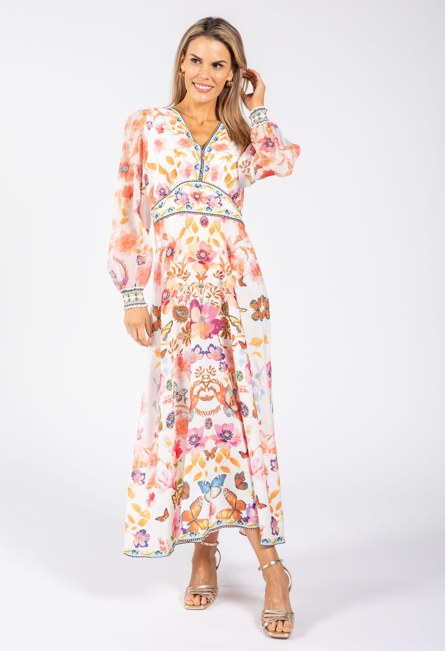 Butterfly Print Midi Dress