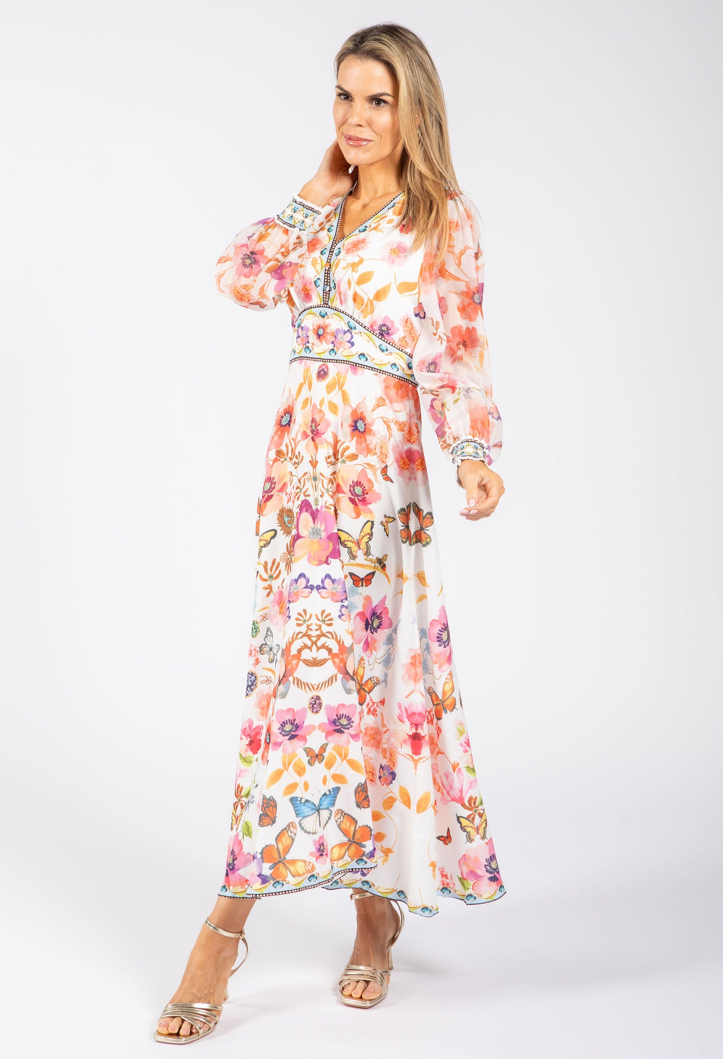 Butterfly Print Midi Dress