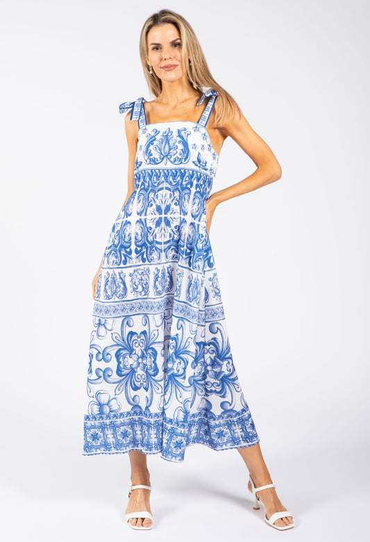 Antique Print Midi Dress