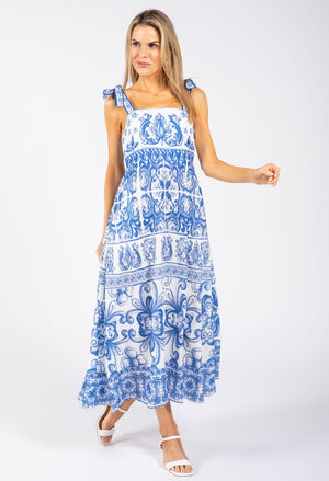 Antique Print Midi Dress