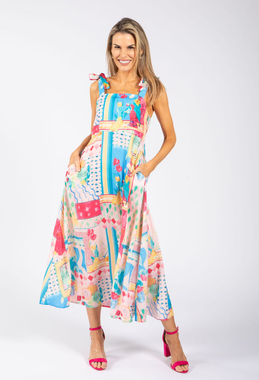 Tropical Print Midi Dress