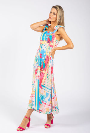 Tropical Print Midi Dress