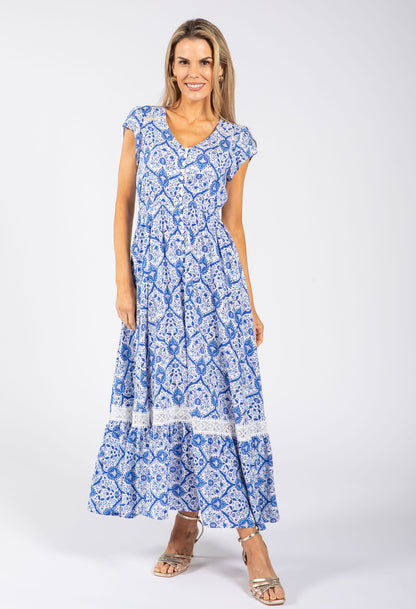 Antique Print Maxi Dress