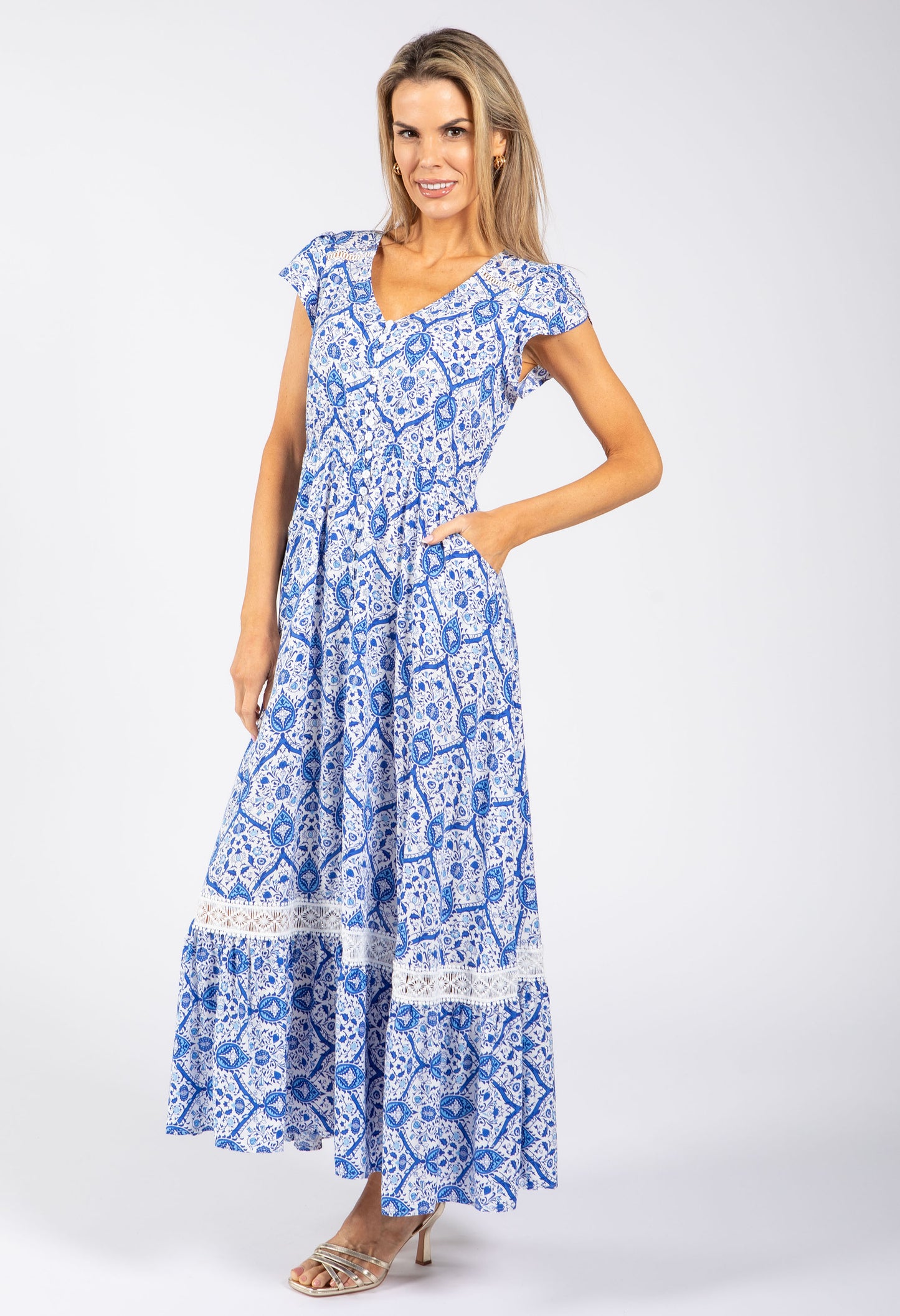 Antique Print Maxi Dress