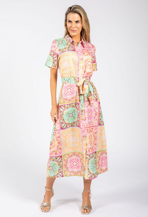 Mosaic Print Shirt Dress