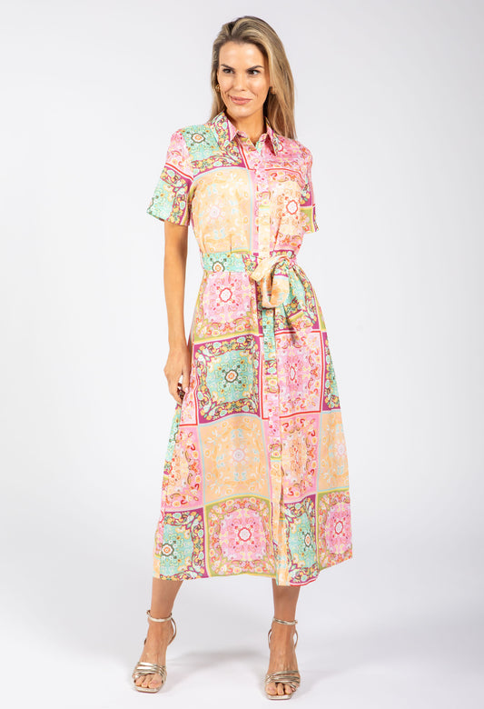 Mosaic Print Shirt Dress