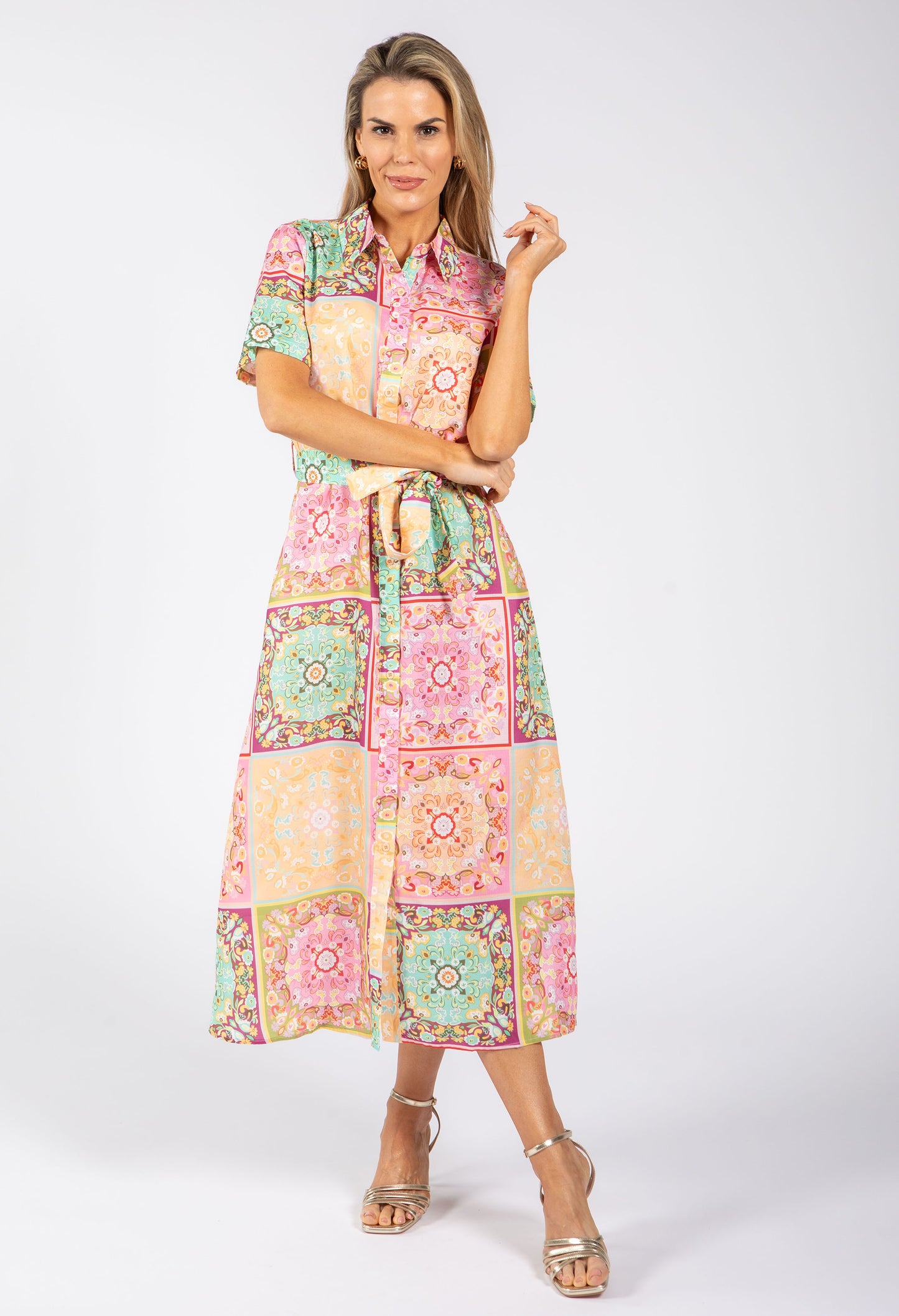 Mosaic Print Shirt Dress