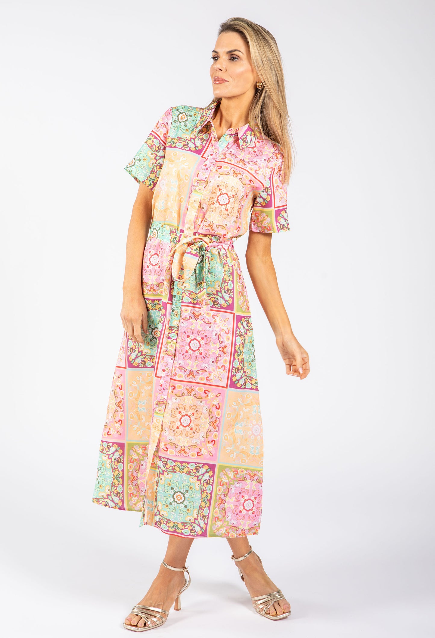 Mosaic Print Shirt Dress