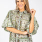 Mosaic Print Balloon Sleeve Blouse