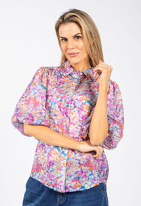 Floral Balloon Sleeve Blouse