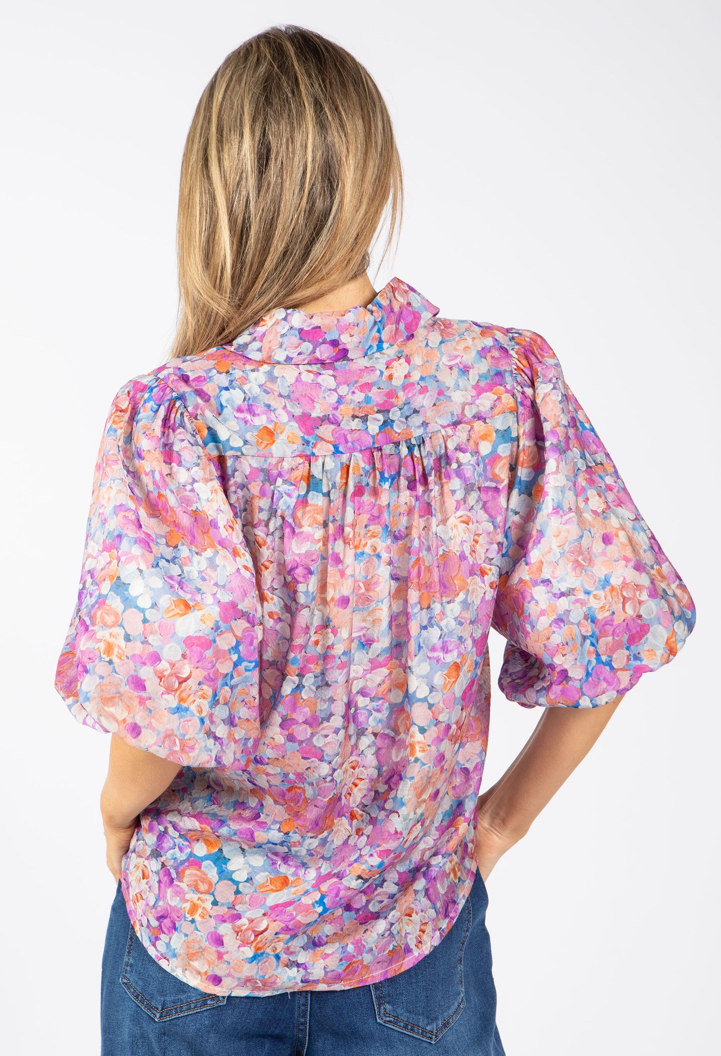Floral Balloon Sleeve Blouse