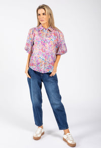 Floral Balloon Sleeve Blouse
