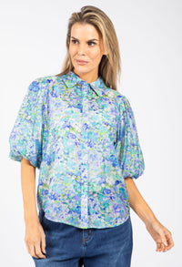 Floral Balloon Sleeve Blouse