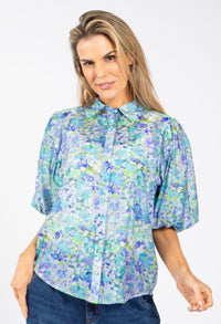 Floral Balloon Sleeve Blouse