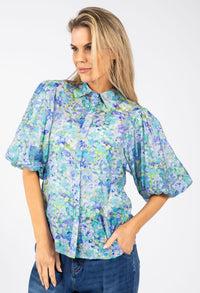 Floral Balloon Sleeve Blouse