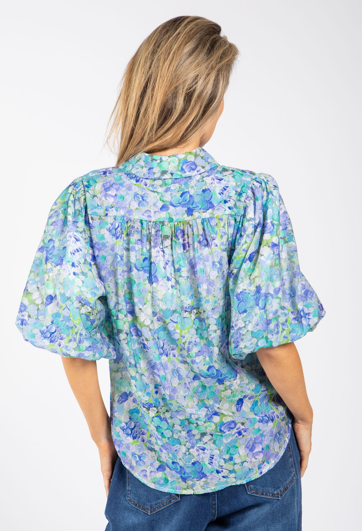 Floral Balloon Sleeve Blouse